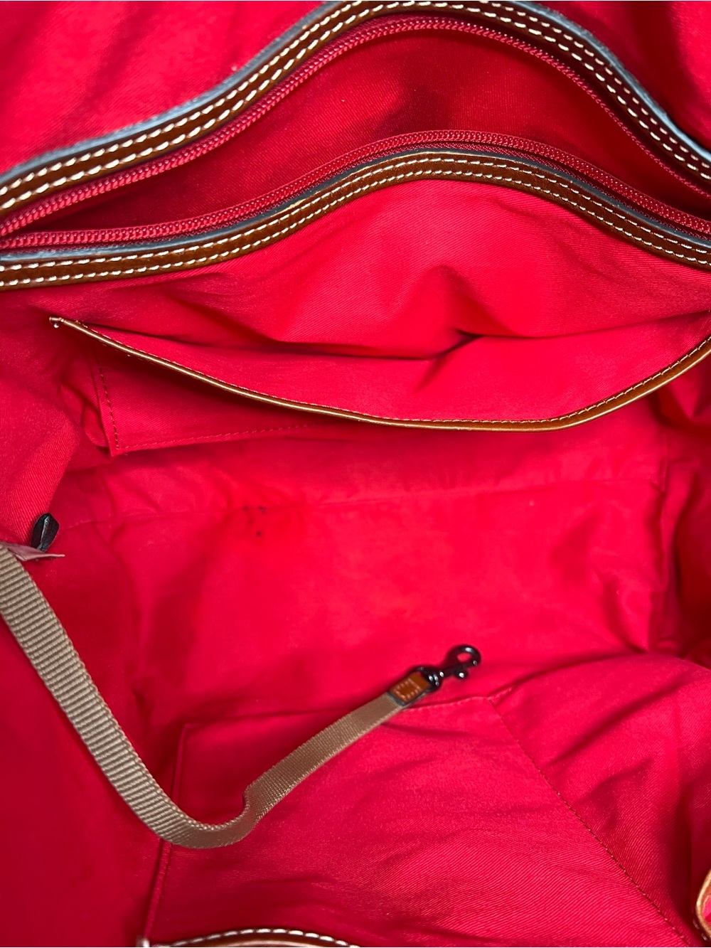Dooney & Bourke Burnt Orange Pebbled Leather East/West Tote with Brown Trim - Picture 11 of 11